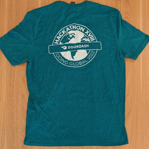 Teal Blue T-Shirt DoorDash Global 2022 Hackathon District Tee M - Picture 2 of 4